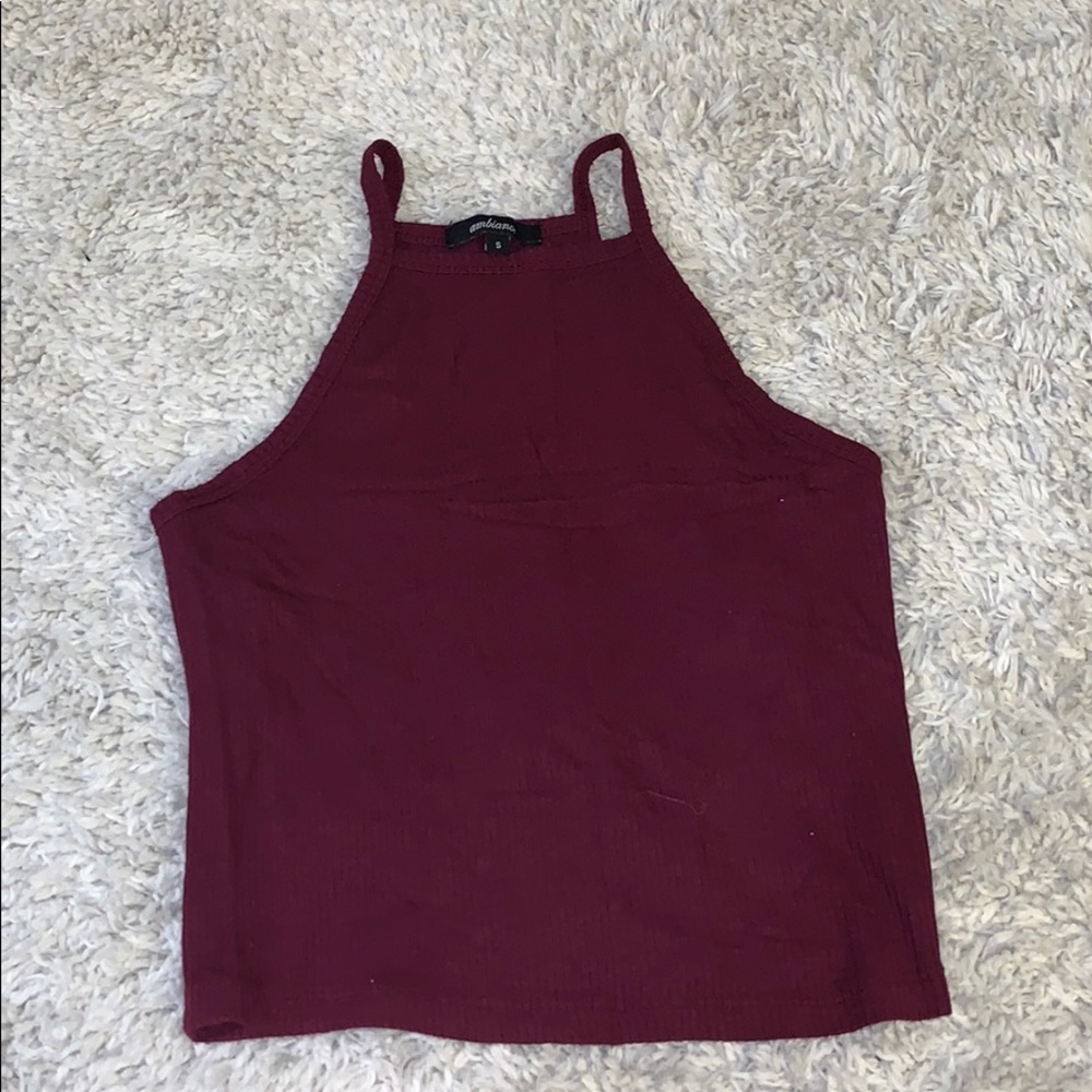 maroon cropped halter top